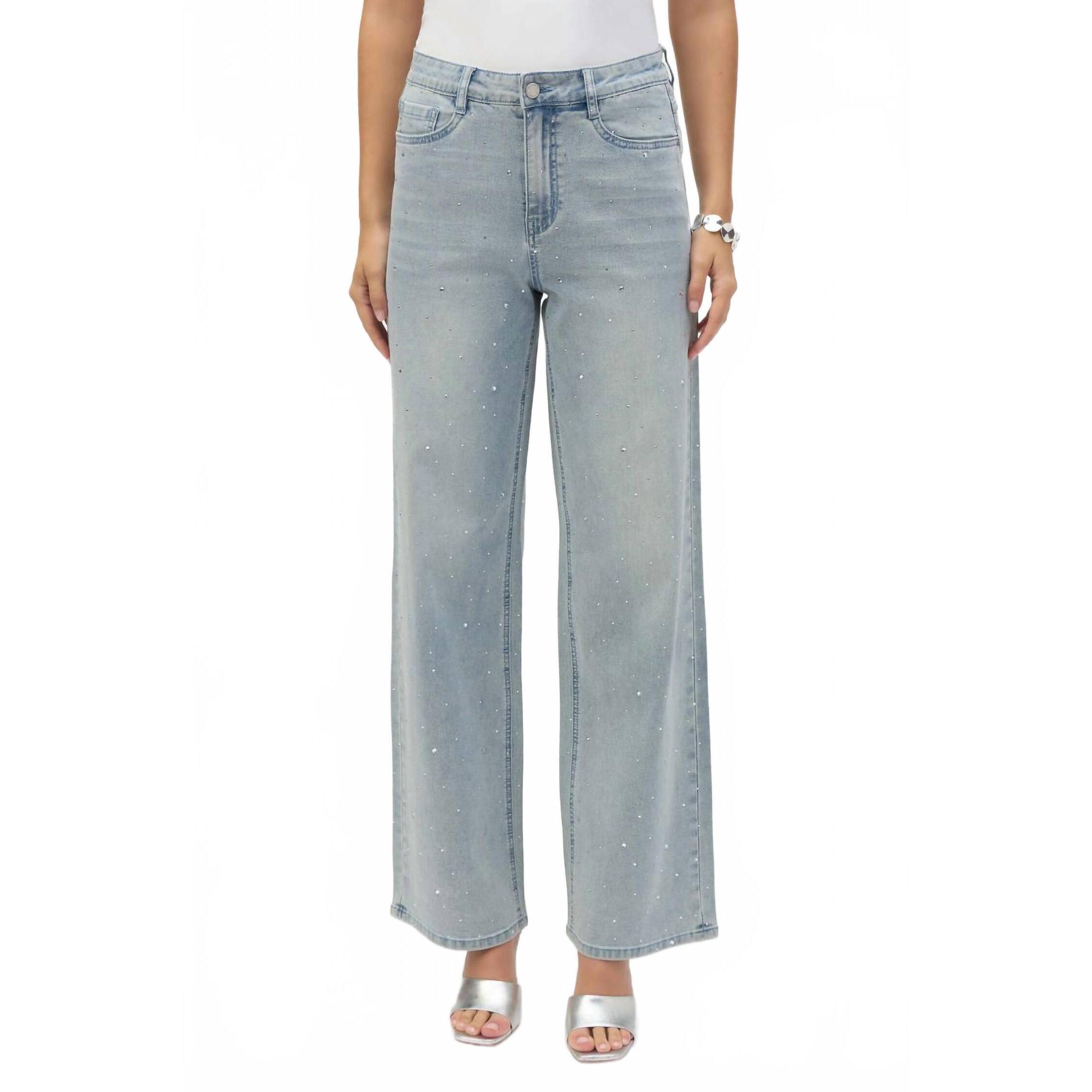 New Joseph Ribkoff Wide Leg Mid Rise Jeans In Light Blue Denim